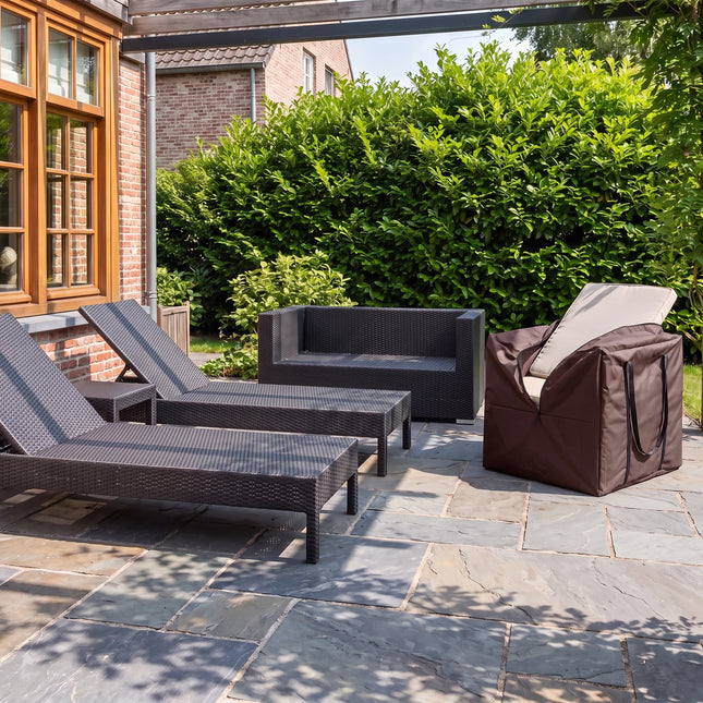 Housse de rangement pour coussins de jardin 600D luxe brun foncé
