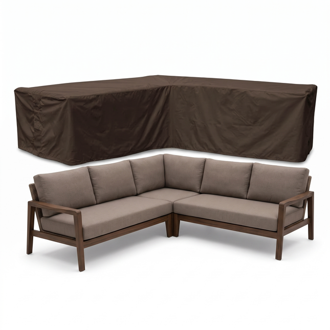 Housse de banc d’angle de jardin aux côtés égaux 600D luxe brun foncé