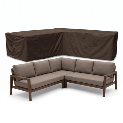 Housse de banc d’angle de jardin aux côtés égaux 600D luxe brun foncé