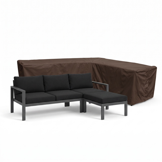 Housse de banc de jardin droit à côtés inégaux 600D luxe brun foncé