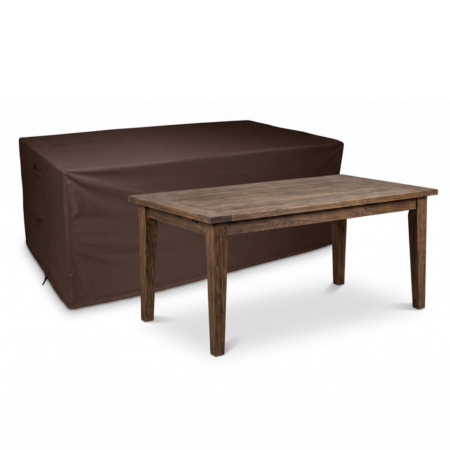 Housse de table de jardin rectangulaire 600D luxe brun foncé