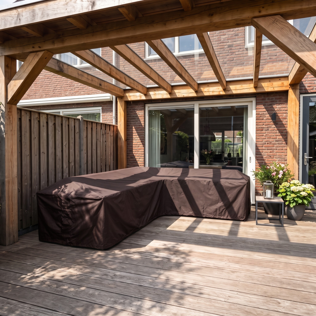 Housse de banc de jardin droit à côtés inégaux 600D luxe brun foncé