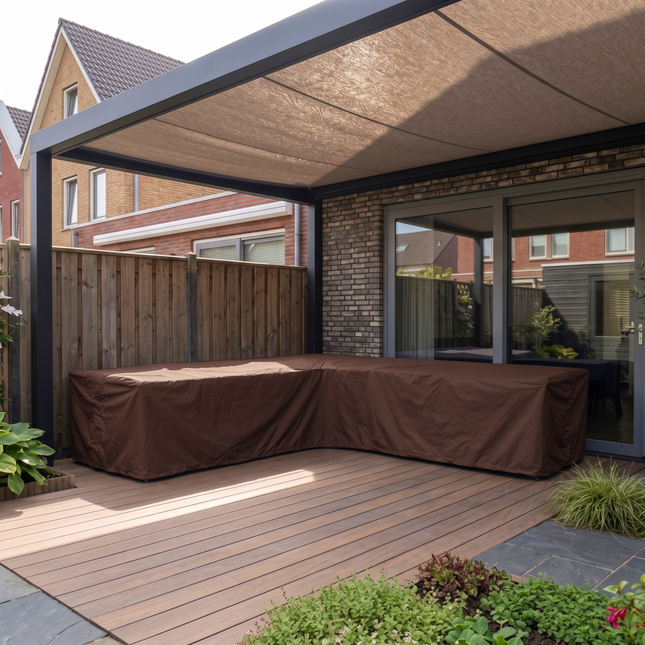 Housse de banc de jardin gauche à côtés inégaux 600D luxe brun foncé