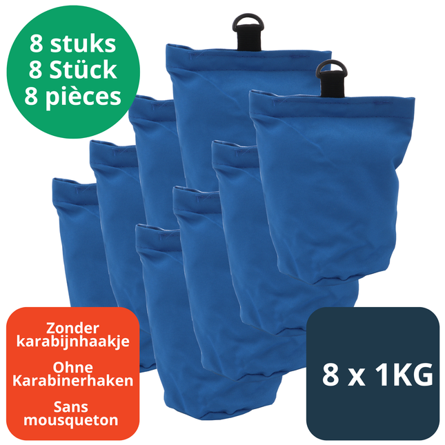 Sachets de sable bleus - Lot de 8 pièces x 1 kg - Sans mousqueton