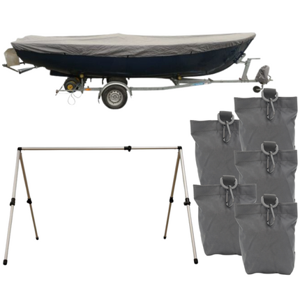 Bootzeil Bootzeil - Bundel - Afdekzeil 300D Grijs Bundel Pakket